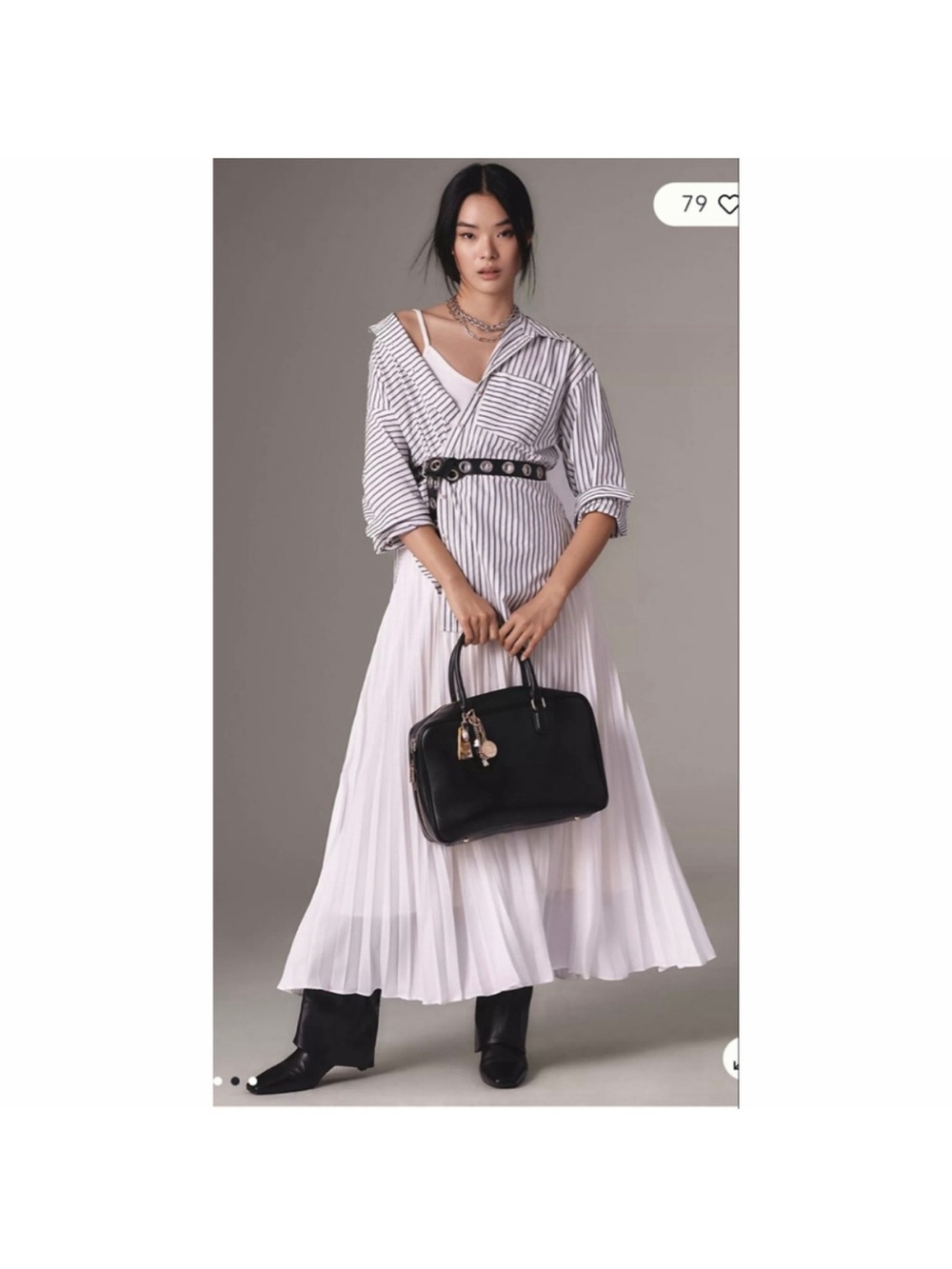 Anthropologie White Twofer Pleated Maxi Shirt Dress Size Medium NWT